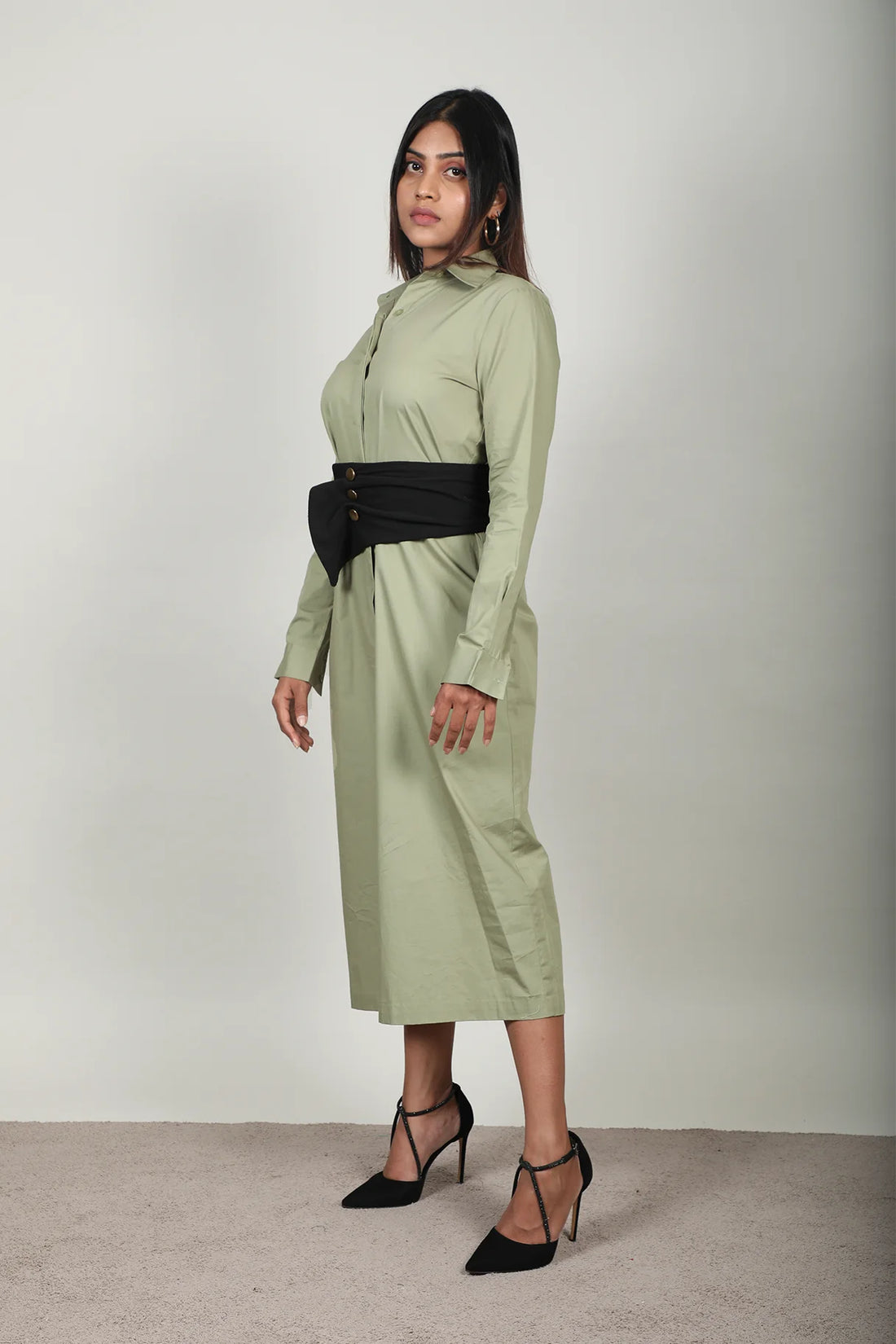 Olive Pop Shirt Dress