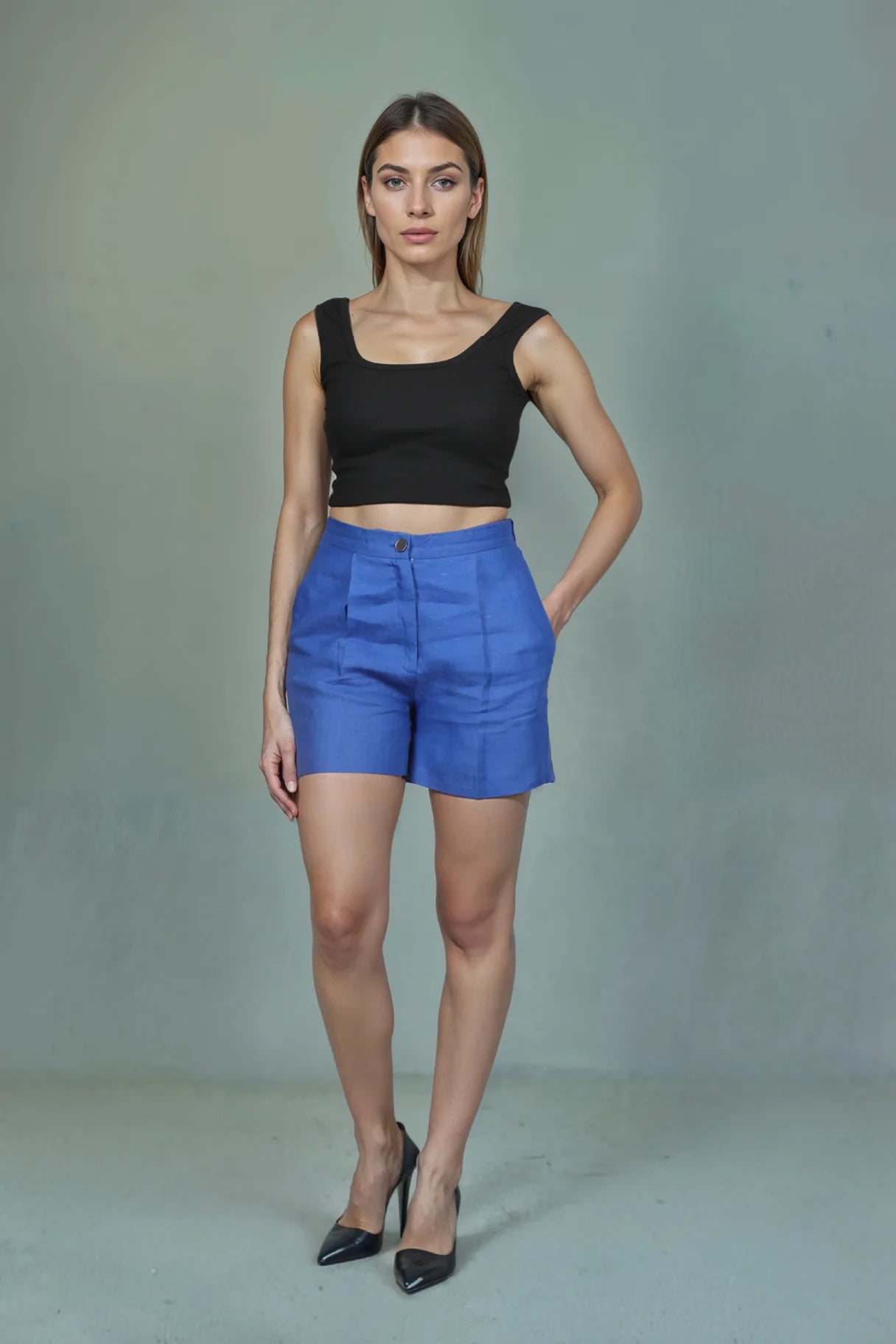 Azure Linen Shorts