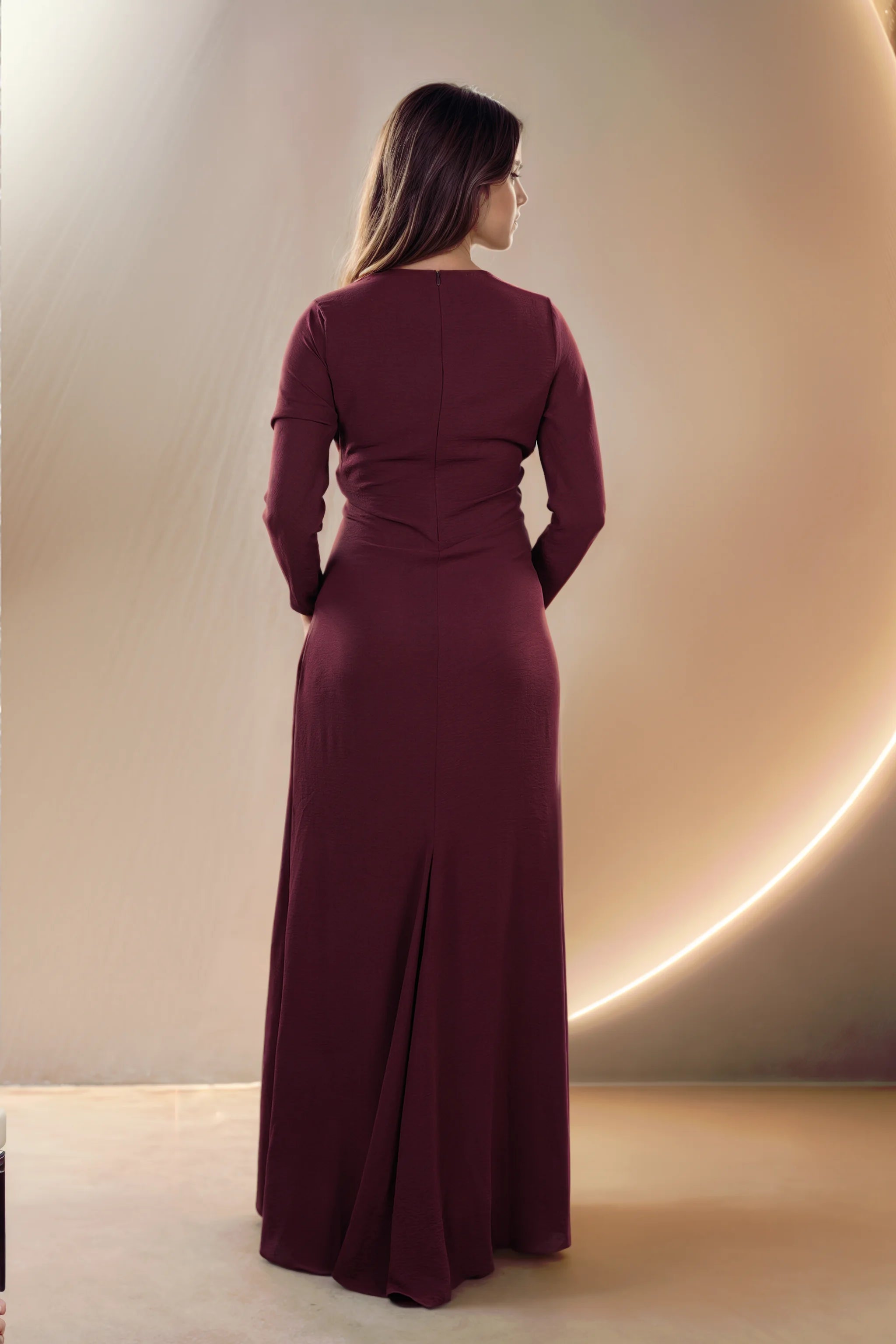 Burgundy Draped Gown Western looks