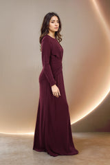 Burgundy Draped Gown Western looks