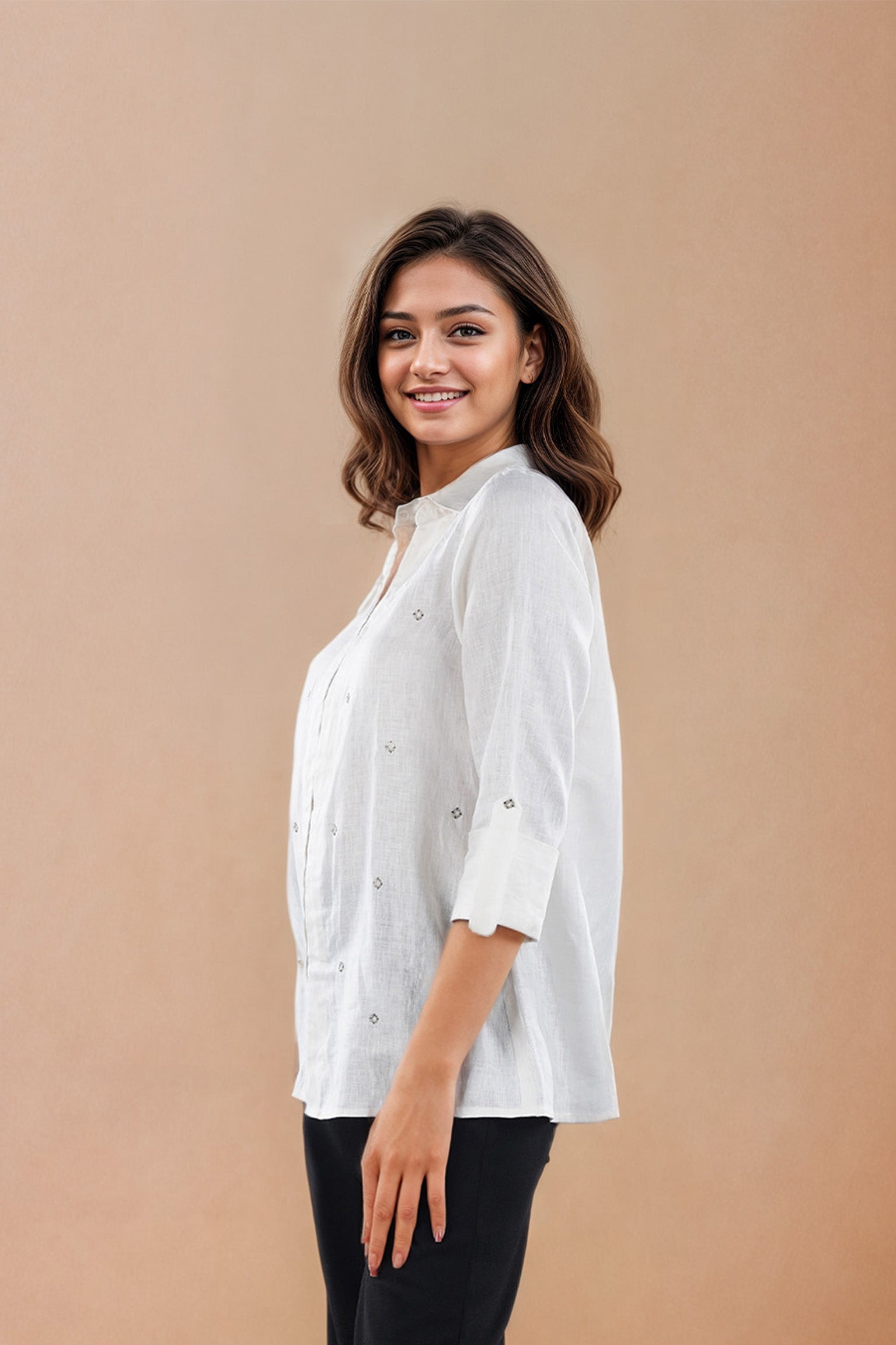 Summer White Shirt Day Wear For Woman